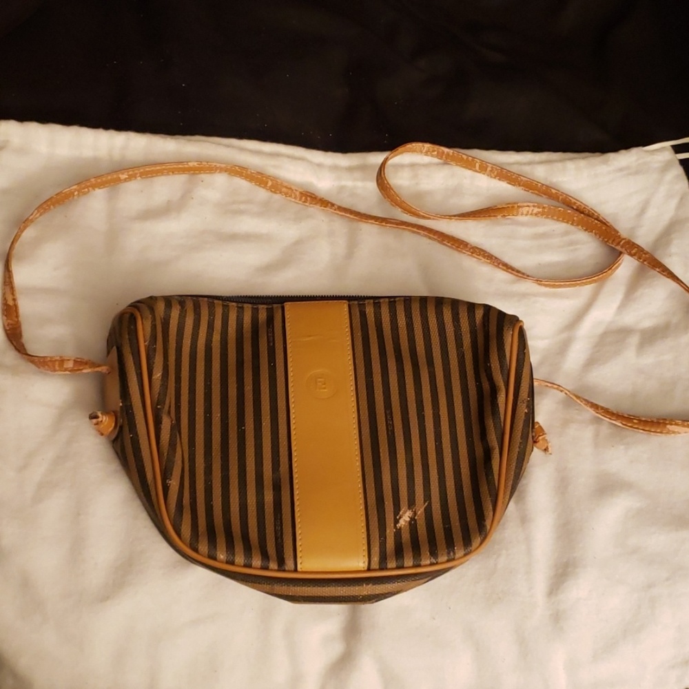Fendi Vintage Crossbody Purse Striped Authentic - Picture 1 of 8
